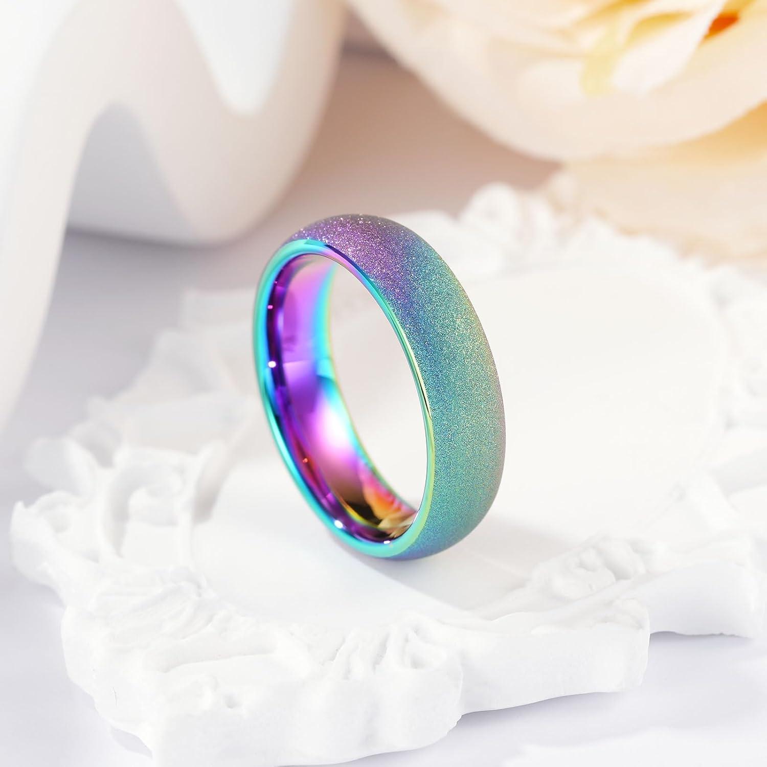 imageKing Will Tungsten Carbide Wedding Band for Men 8mm Black High Polished Domed Blue Green Gold 3D Stars Inlay Mens Ring for Everyday Wear Comfort Fit Size 714Green