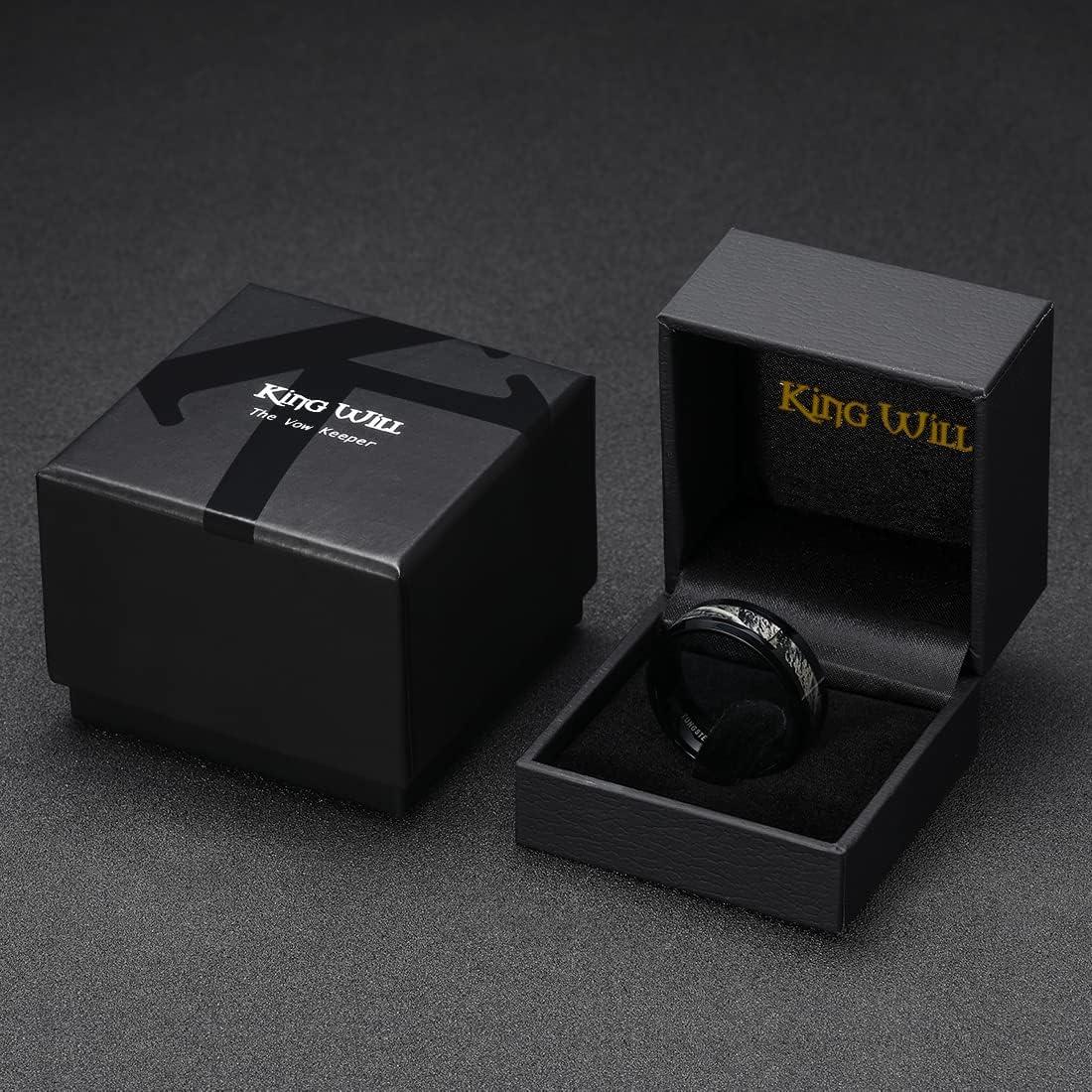 imageKing Will Tungsten Carbide Wedding Band for Men 8mm Black High Polished Inlay GreenBlack Olive Shell Texture Patterns for Everyday Wear Comfort FitBlack Camo 8mm