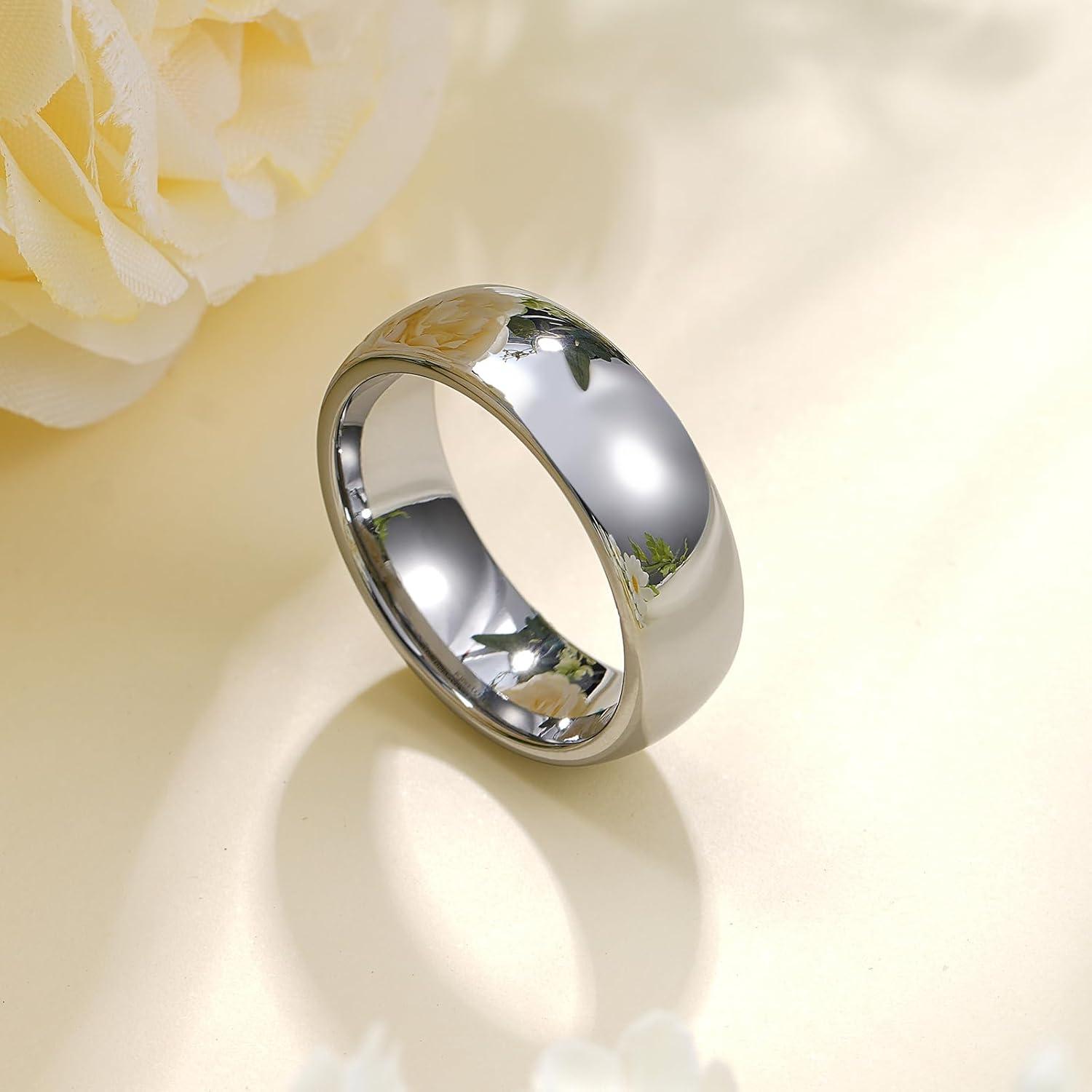 imageKing Will Tungsten Carbide Wedding Band for Men Women Promise Rings for Couples Domed High Polish7mmSilver