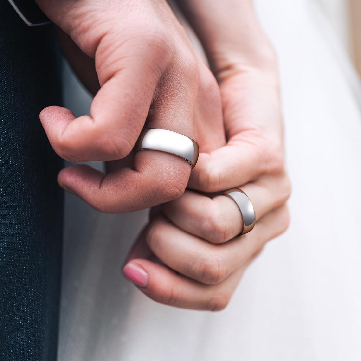 imageKing Will Tungsten Carbide Wedding Band for Men Women Promise Rings for Couples Domed High Polish7mmSilver