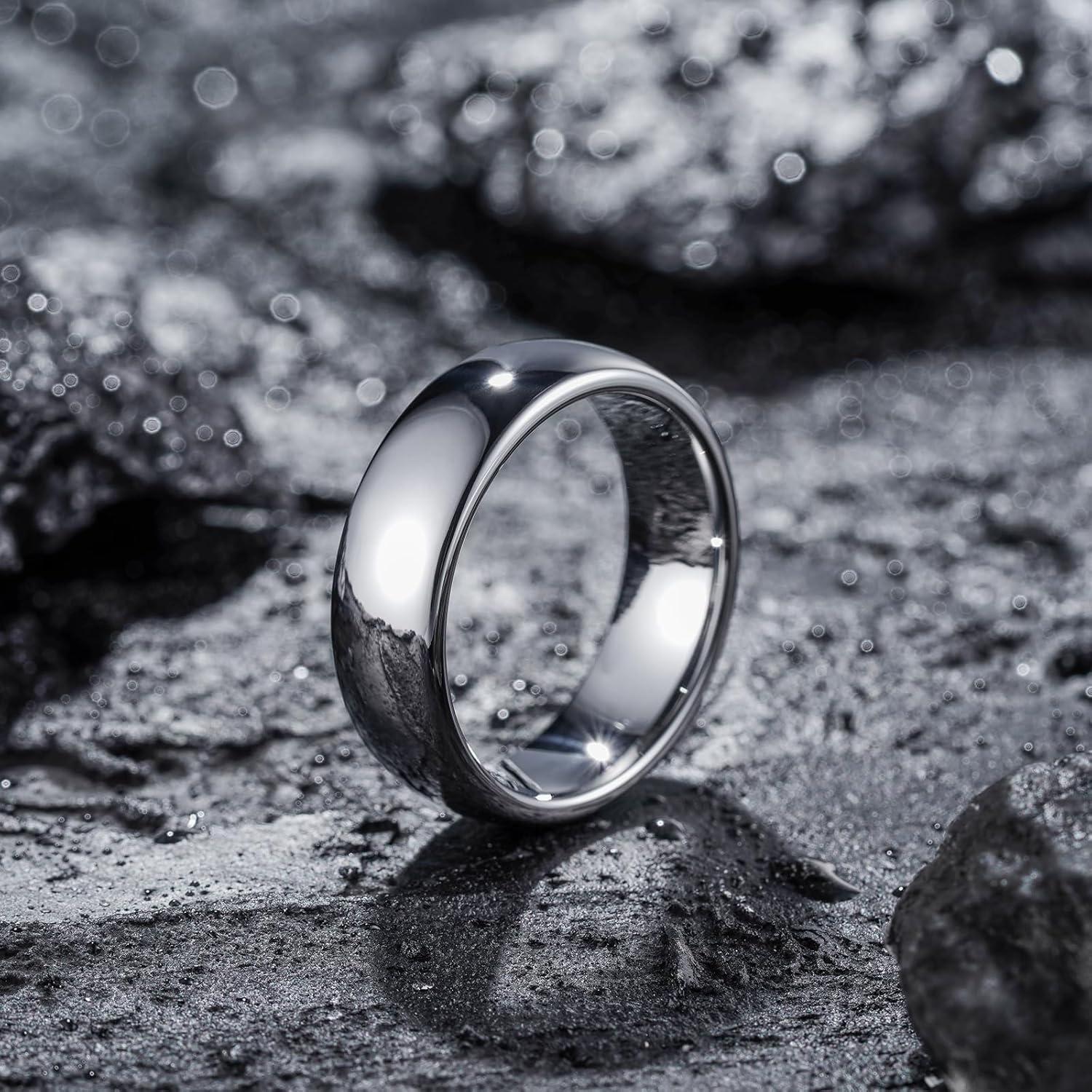 imageKing Will Tungsten Carbide Wedding Band for Men Women Promise Rings for Couples Domed High Polish7mmSilver