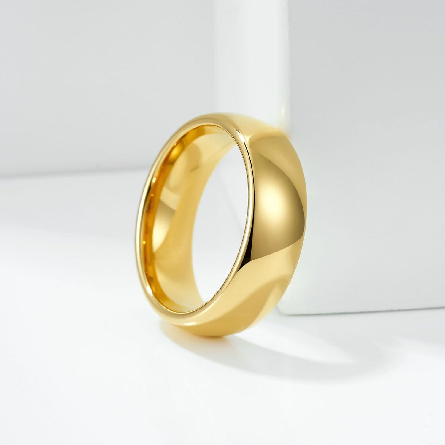 imageKing Will Tungsten Carbide Wedding Band for Men Women468mm Width 14K Gold Plated Tungsten Wedding Ring Matte Brushed ampamp High Polished Style Comfort Fit Wedding Band Size 614F7mm Gold Arc Polishing