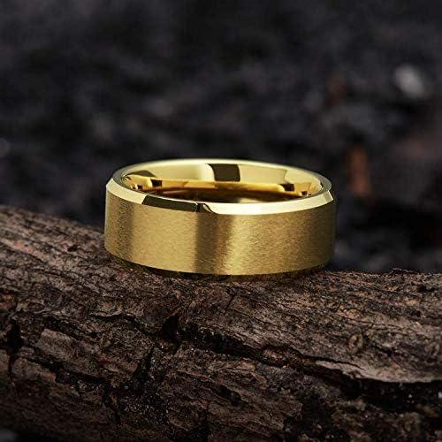 imageKing Will Tungsten Carbide Wedding Band for Men Women468mm Width 14K Gold Plated Tungsten Wedding Ring Matte Brushed ampamp High Polished Style Comfort Fit Wedding Band Size 6148mm gold Tungsten