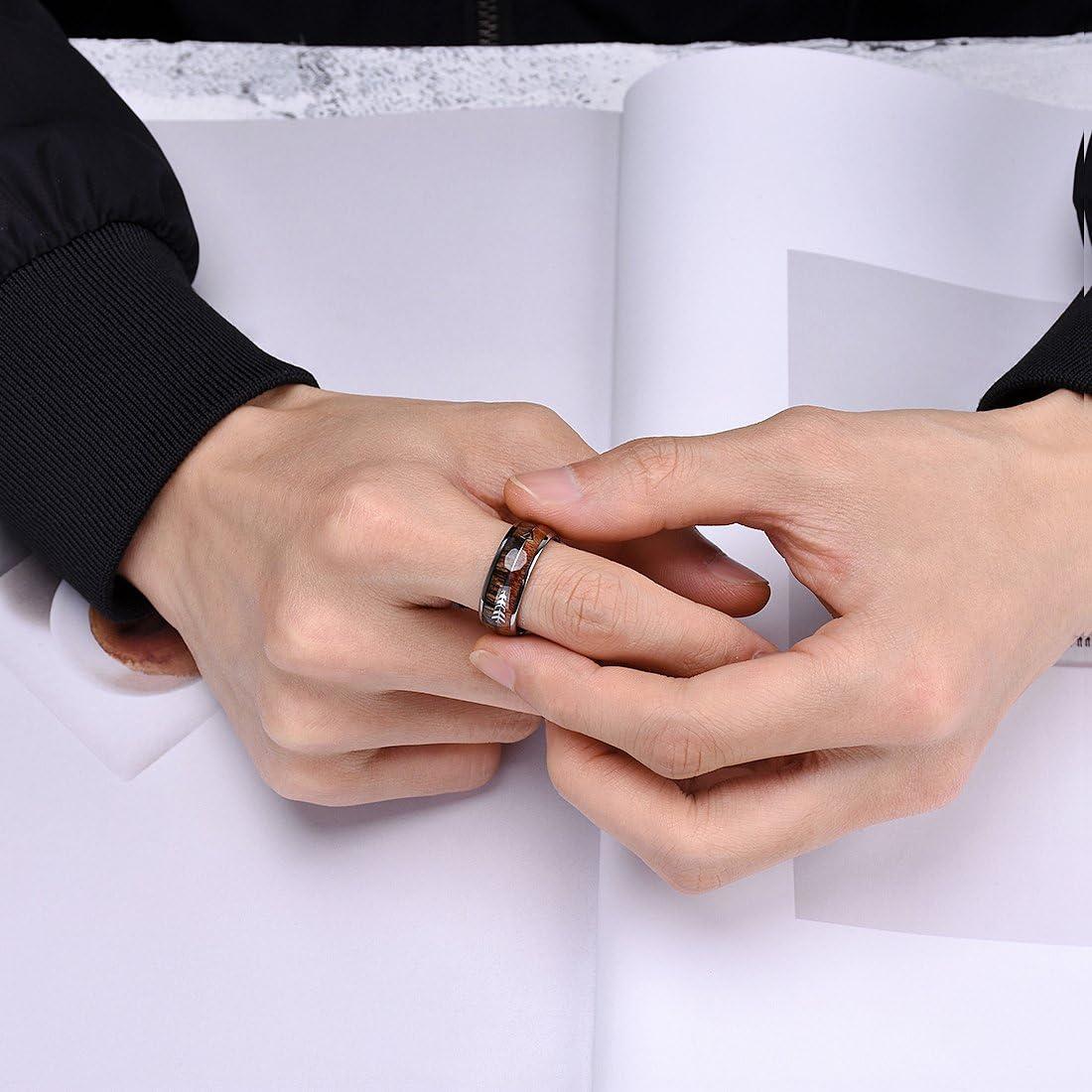 imageKing Will Tungsten Wedding Band for Men 8mm Domed Ring ArrowGuitar String Inlay Promise Ring for Him Comfort FitBsilverallwood