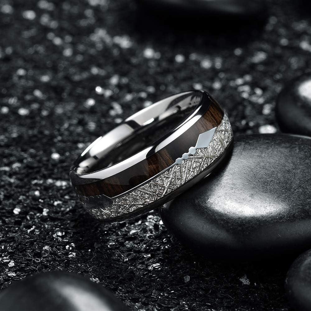 imageKing Will Tungsten Wedding Band for Men 8mm Domed Ring ArrowGuitar String Inlay Promise Ring for Him Comfort FitBsilverwood