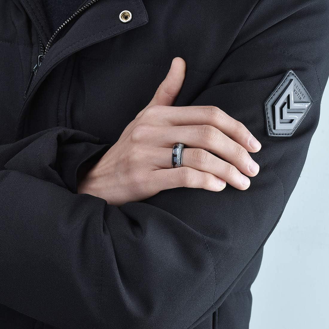 imageKing Will Tungsten Wedding Band for Men 8mm Domed Ring ArrowGuitar String Inlay Promise Ring for Him Comfort FitBsilverwood