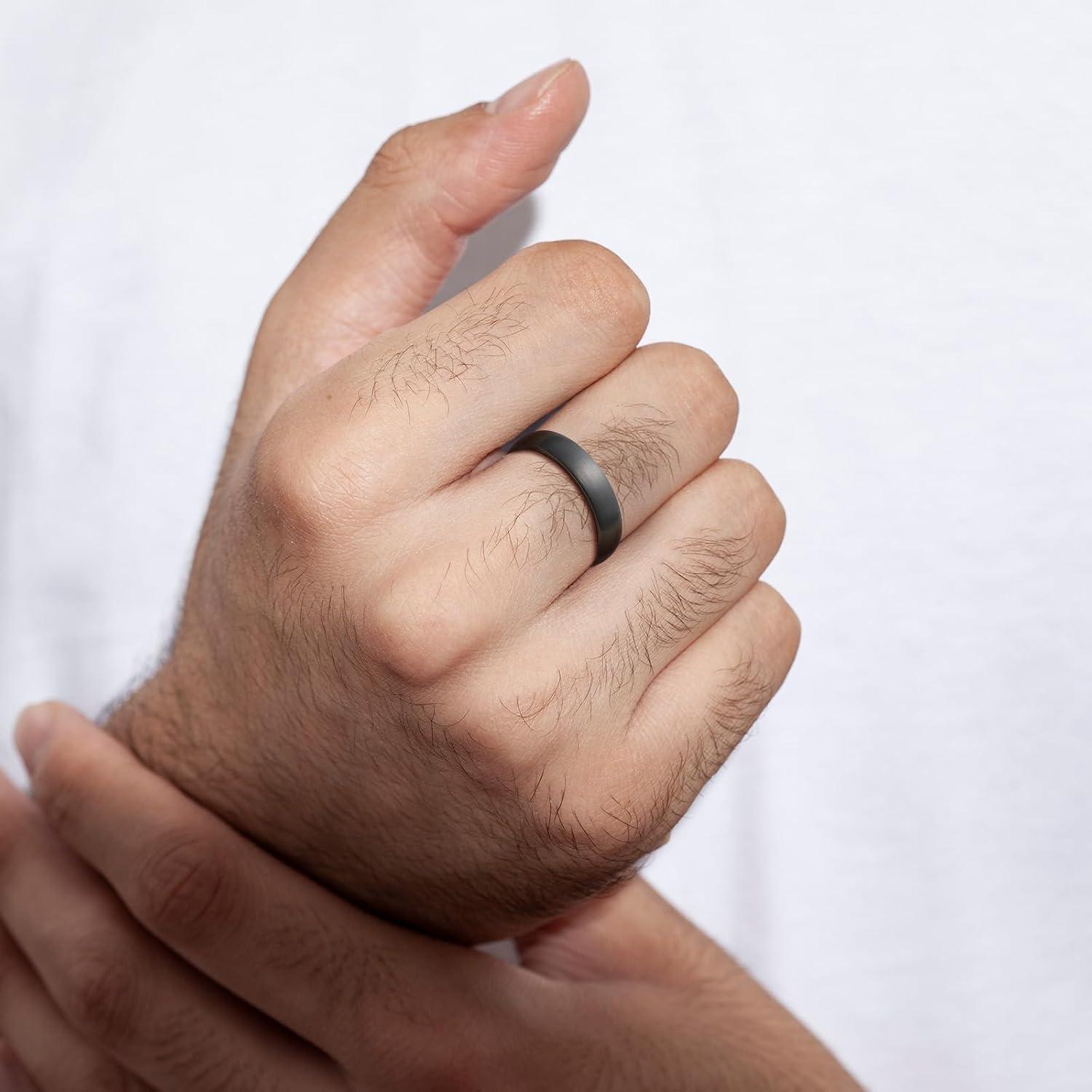 imageKing Will Wedding Band for Men Women 24678mm Domed Matte Brushed Tungsten Carbide Rings SolidDual Color Engagement Rings Comfort FitBlackBlue5mm