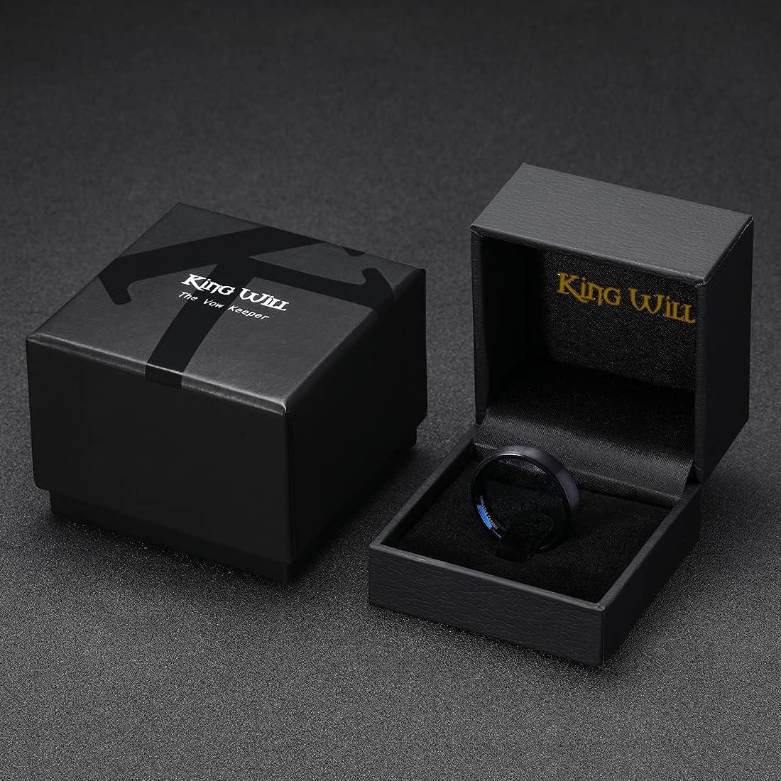 imageKing Will Wedding Band for Men Women 24678mm Domed Matte Brushed Tungsten Carbide Rings SolidDual Color Engagement Rings Comfort FitBlackBlue5mm