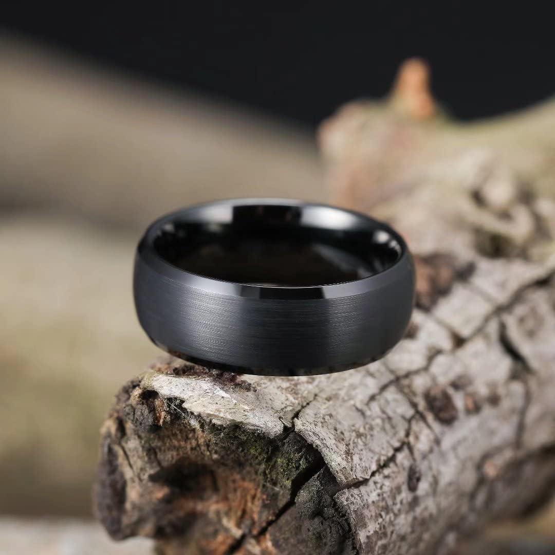 imageKing Will Wedding Band for Men Women 24678mm Domed Matte Brushed Tungsten Carbide Rings SolidDual Color Engagement Rings Comfort FitBlackPolished Edge8mm