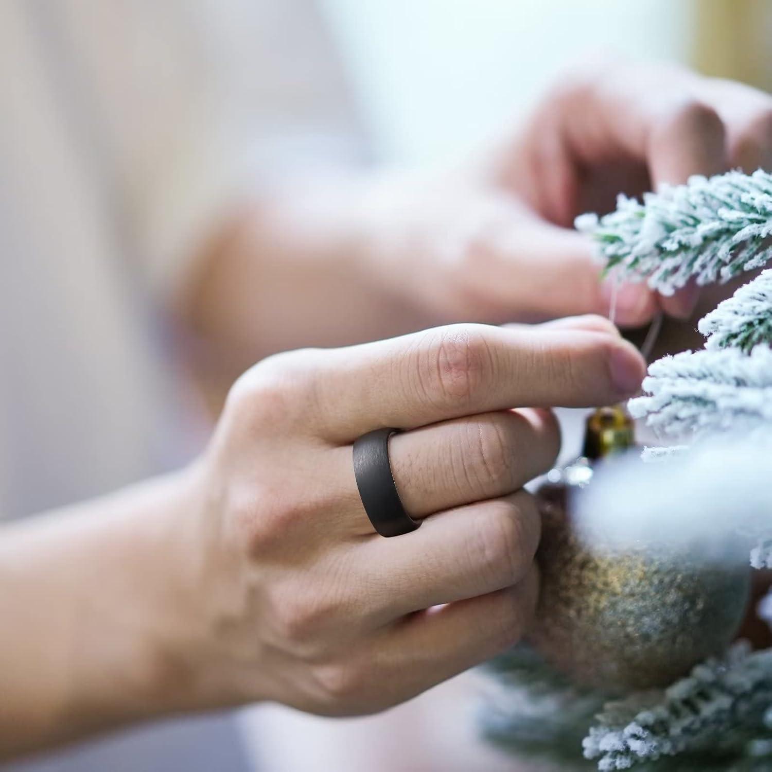 imageKing Will Wedding Band for Men Women 24678mm Domed Matte Brushed Tungsten Carbide Rings SolidDual Color Engagement Rings Comfort FitBlackWhite Ceramic8mm