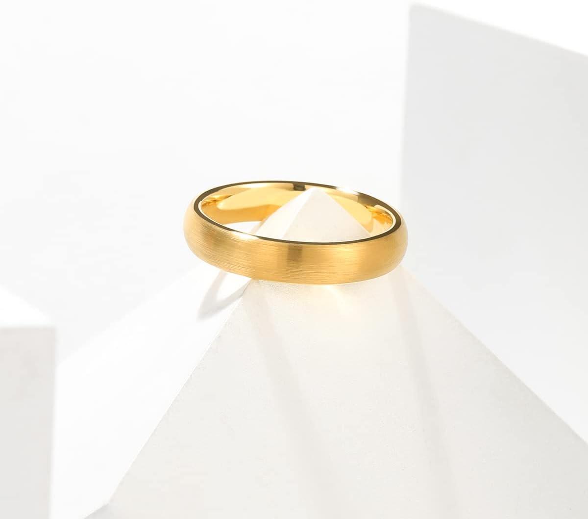 imageKing Will Wedding Band for Men Women 24678mm Domed Matte Brushed Tungsten Carbide Rings SolidDual Color Engagement Rings Comfort FitGold4mm