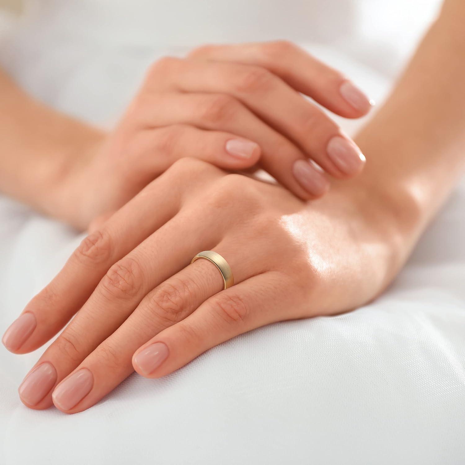 imageKing Will Wedding Band for Men Women 24678mm Domed Matte Brushed Tungsten Carbide Rings SolidDual Color Engagement Rings Comfort FitGold6mm