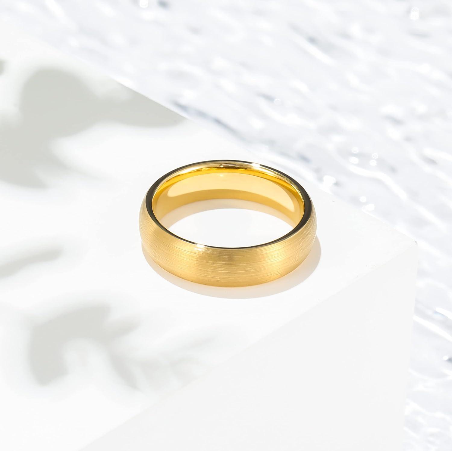 imageKing Will Wedding Band for Men Women 24678mm Domed Matte Brushed Tungsten Carbide Rings SolidDual Color Engagement Rings Comfort FitGold6mm