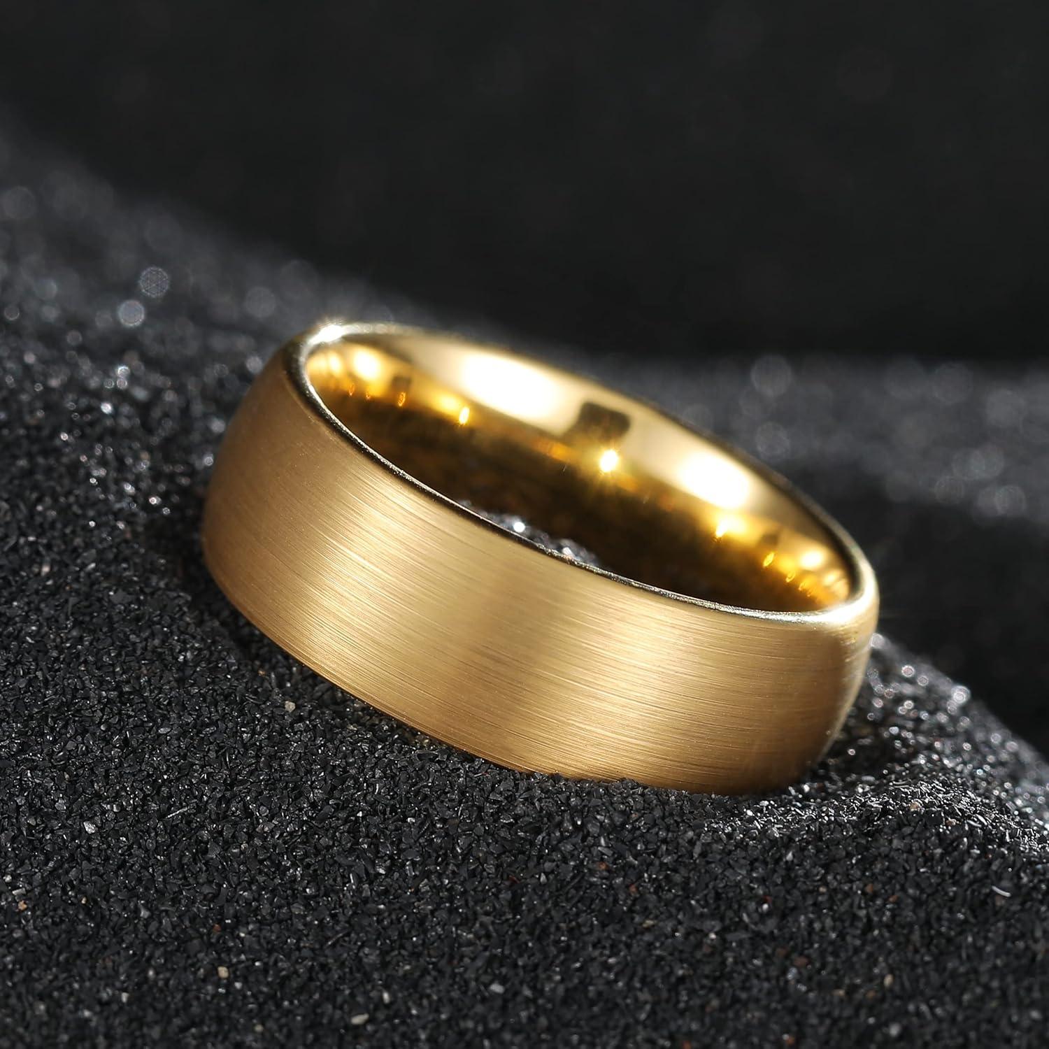 imageKing Will Wedding Band for Men Women 24678mm Domed Matte Brushed Tungsten Carbide Rings SolidDual Color Engagement Rings Comfort FitGold8mm
