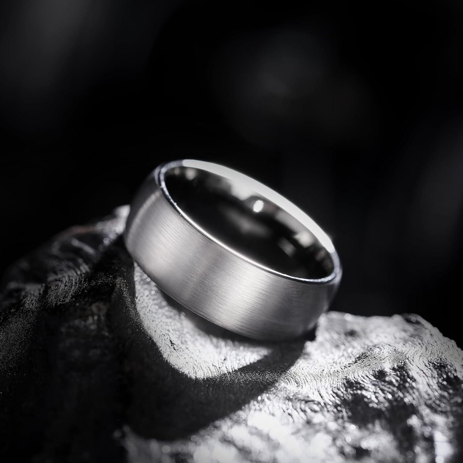 imageKing Will Wedding Band for Men Women 24678mm Domed Matte Brushed Tungsten Carbide Rings SolidDual Color Engagement Rings Comfort FitGunmetal Grey8mm