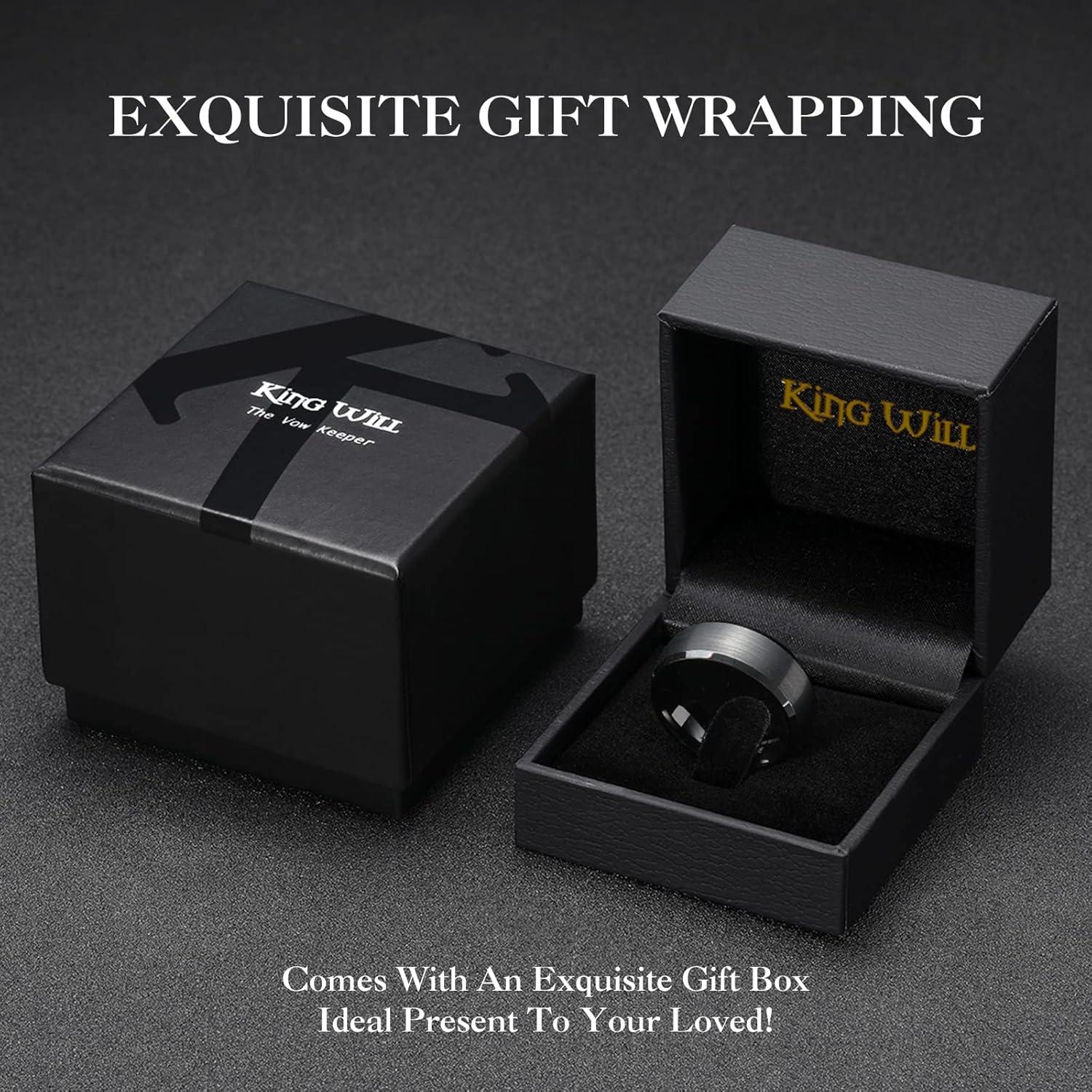 imageKing Will Wedding Band for Men Women 24678mm Domed Matte Brushed Tungsten Carbide Rings SolidDual Color Engagement Rings Comfort FitGunmetalPolished Edge8mm