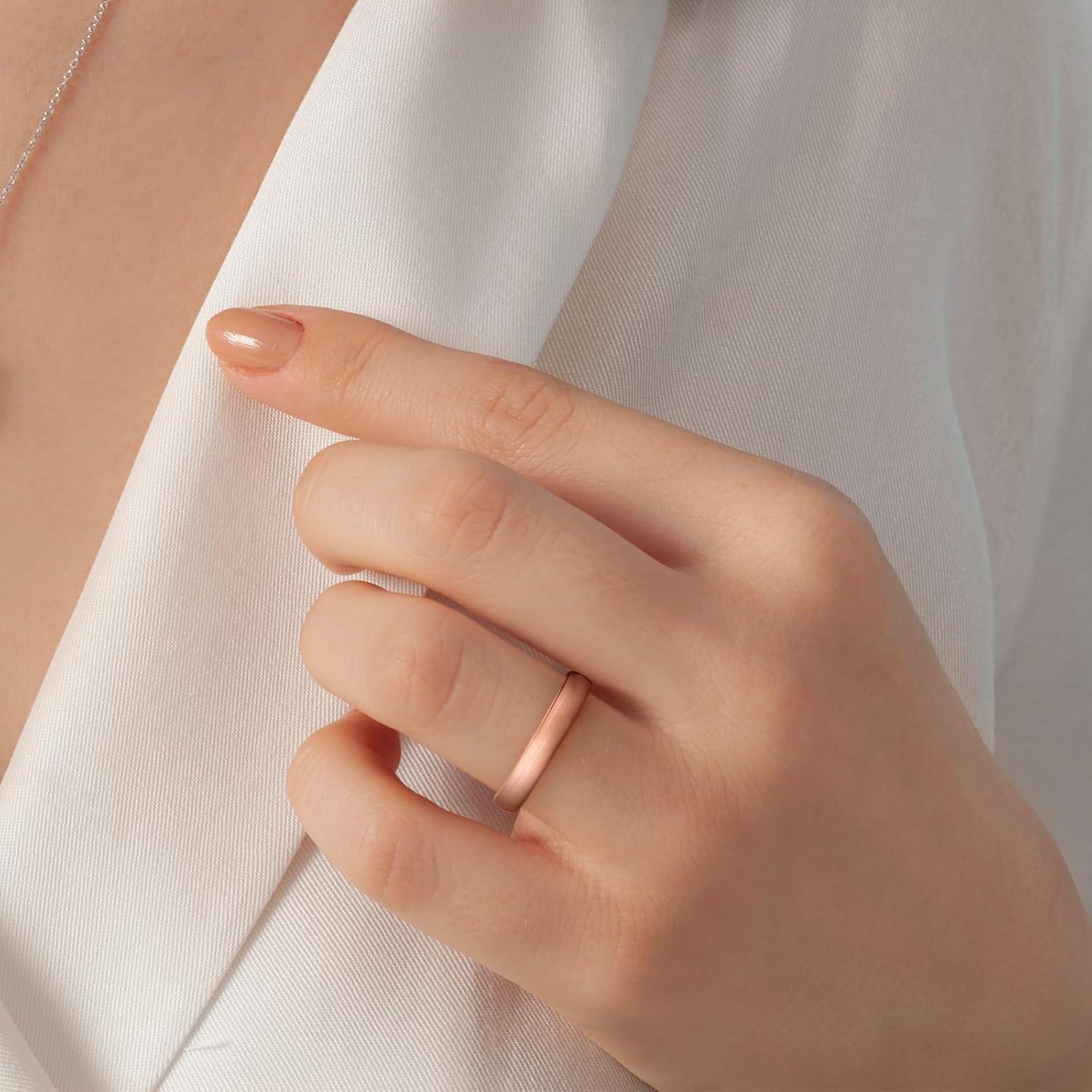 imageKing Will Wedding Band for Men Women 24678mm Domed Matte Brushed Tungsten Carbide Rings SolidDual Color Engagement Rings Comfort FitRose Gold4mm