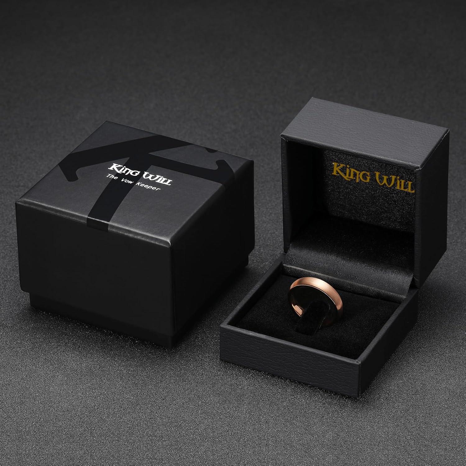 imageKing Will Wedding Band for Men Women 24678mm Domed Matte Brushed Tungsten Carbide Rings SolidDual Color Engagement Rings Comfort FitRose Gold4mm