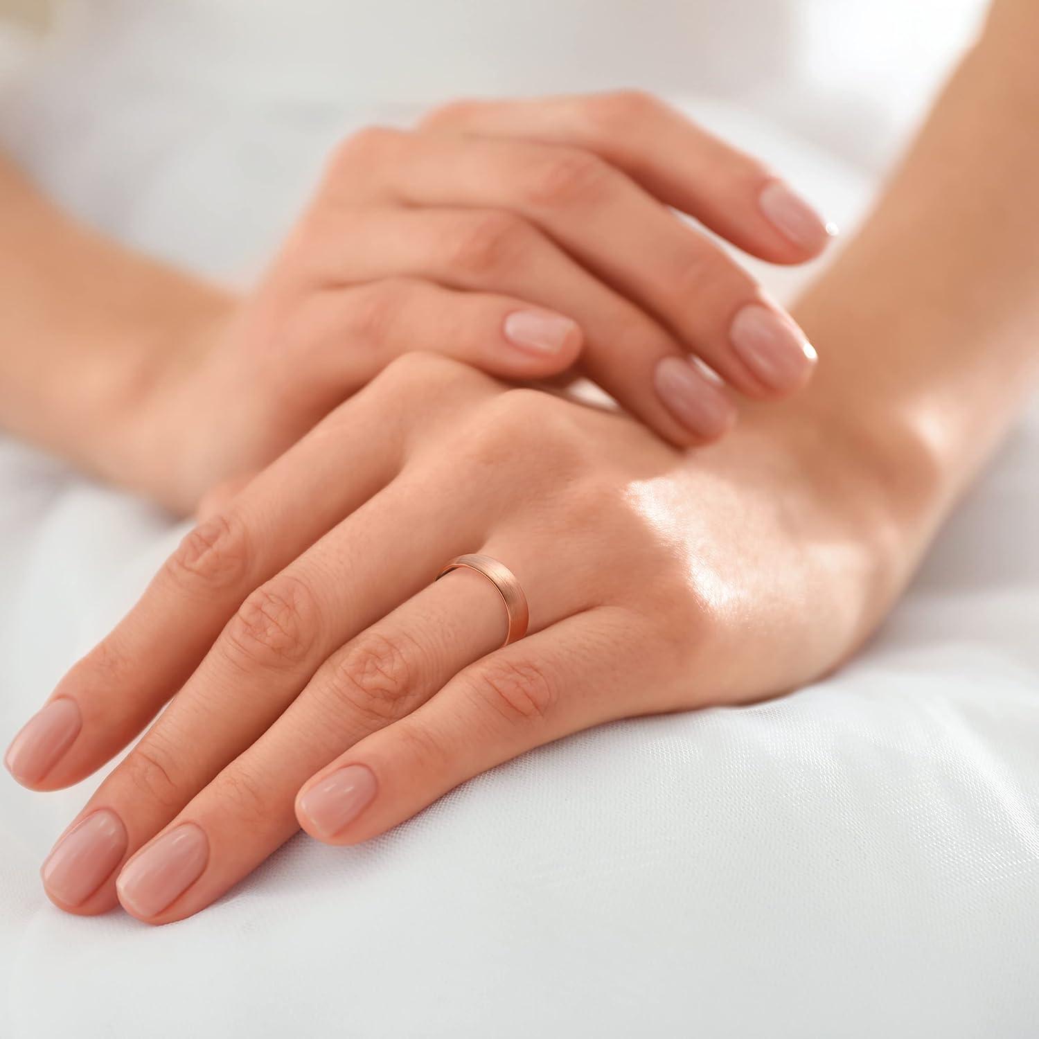 imageKing Will Wedding Band for Men Women 24678mm Domed Matte Brushed Tungsten Carbide Rings SolidDual Color Engagement Rings Comfort FitRose Gold6mm