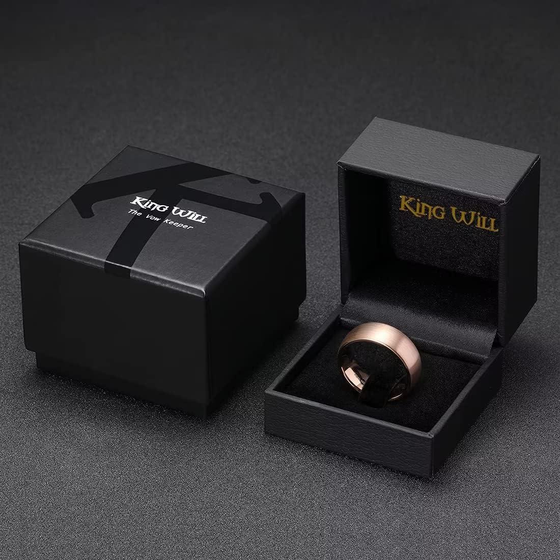 imageKing Will Wedding Band for Men Women 24678mm Domed Matte Brushed Tungsten Carbide Rings SolidDual Color Engagement Rings Comfort FitRose Gold8mm