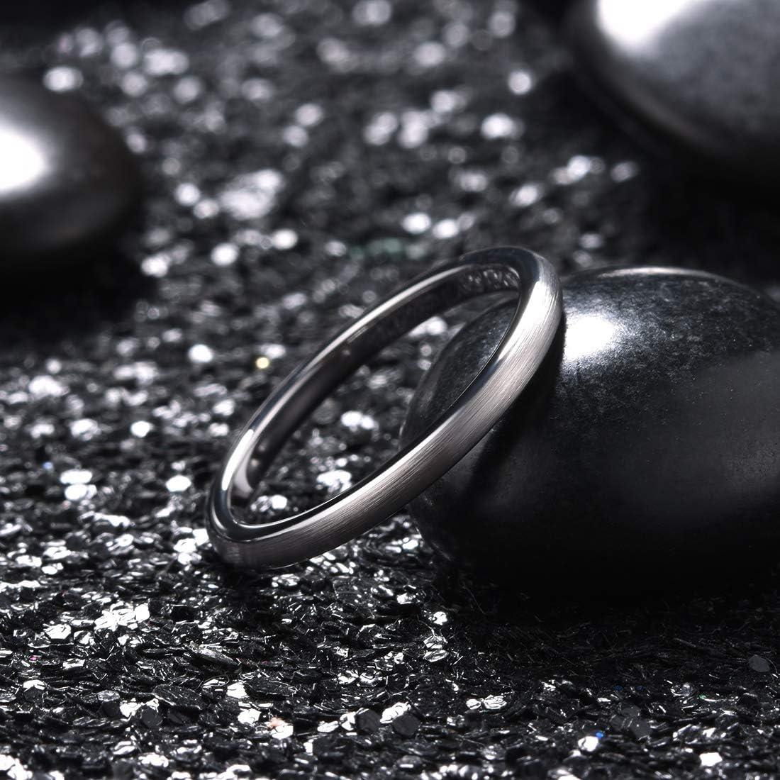 imageKing Will Wedding Band for Men Women 24678mm Domed Matte Brushed Tungsten Carbide Rings SolidDual Color Engagement Rings Comfort FitSilver2mm