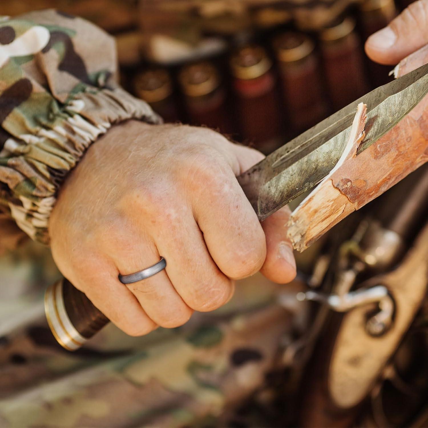 imageKing Will Wedding Band for Men Women 24678mm Domed Matte Brushed Tungsten Carbide Rings SolidDual Color Engagement Rings Comfort FitSilver4mm