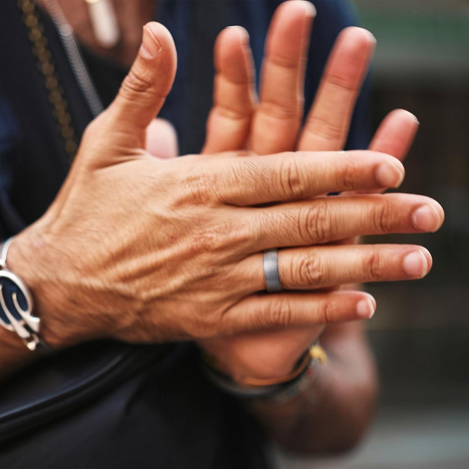 imageKing Will Wedding Band for Men Women 24678mm Domed Matte Brushed Tungsten Carbide Rings SolidDual Color Engagement Rings Comfort FitSilver8mm