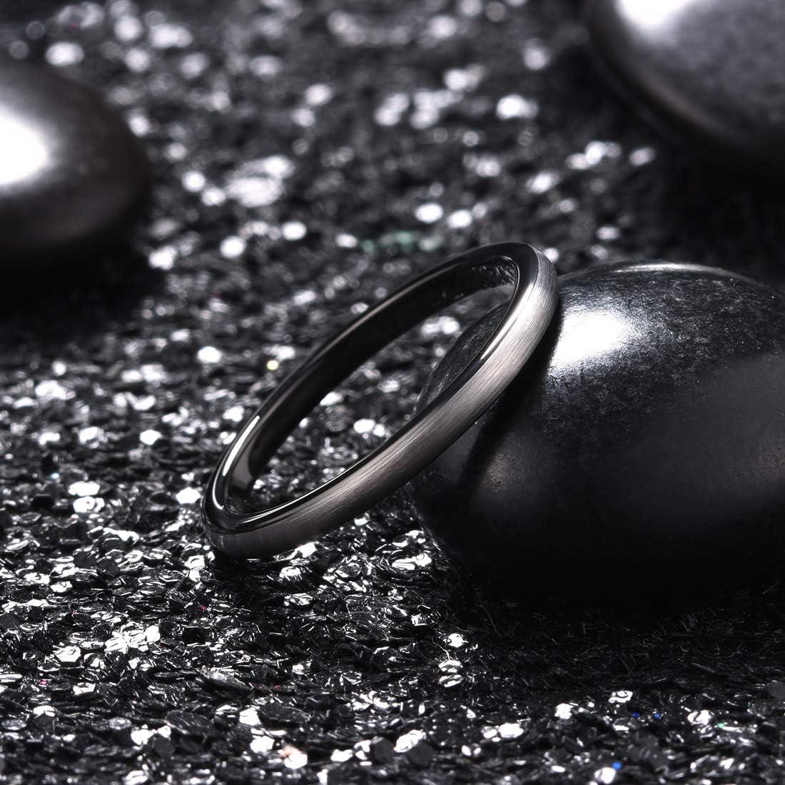 imageKing Will Wedding Band for Men Women 24678mm Domed Matte Brushed Tungsten Carbide Rings SolidDual Color Engagement Rings Comfort FitSilverBlack2mm