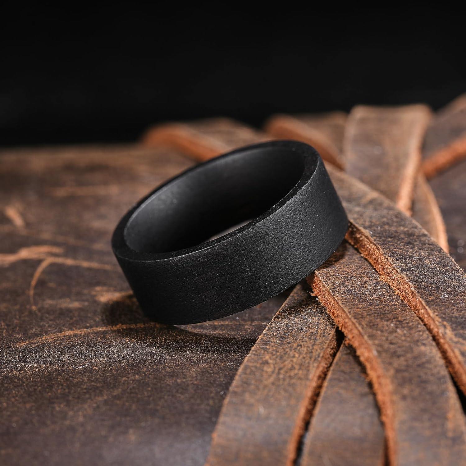 imageKing Will Wooden Wedding Band for Men Women 412mm Width in BlackBrown Wood Wedding Ring Domed Style Comfort Fit and Promise Ring Size 813Dalbergia Melanoxylon8mm