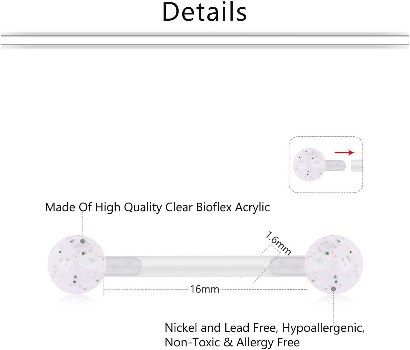 imageMayhoop 14G Flexible Straight Tongue Nipple Ring Retainer Body Piercing Jewelry 16mm 58quot for Women Men