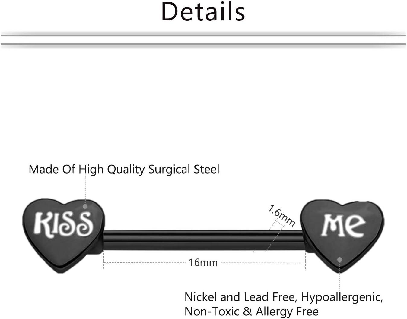 imageMayhoop 14G Nipple Ring Stainless Steel Nipplerings Nipple Barbell Nipple Piercing Bar for Women Men2Style B