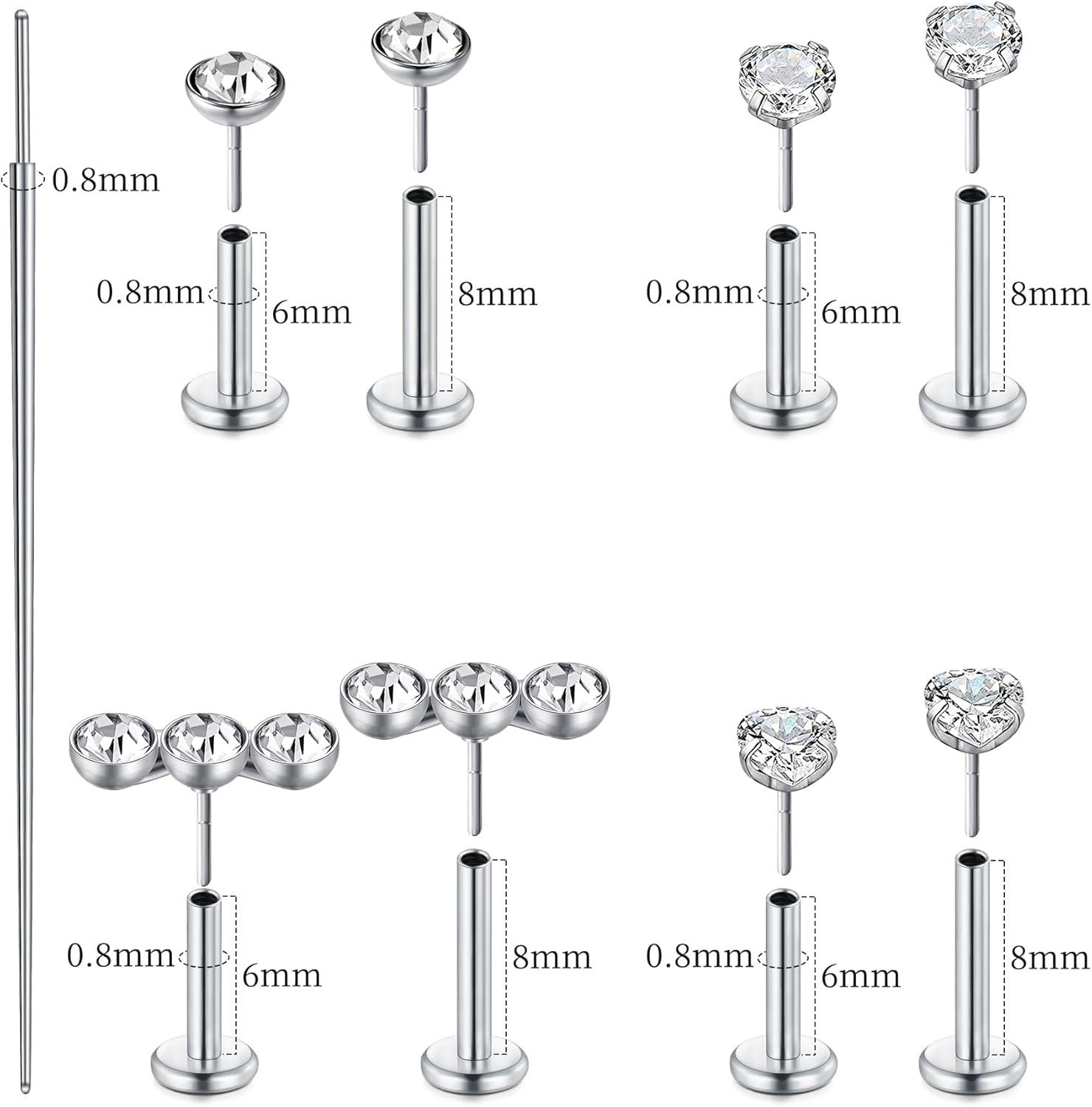 imageMayhoop 14K Gold Threadless Nose Stud Earrings 316L Surgical Steel Push in Flat Back Nose Rings Conch Cartilage Tragus Lip Labret Helix Piercing Jewelry Hypoallergenic for Women Men 18G20GSilver 20G