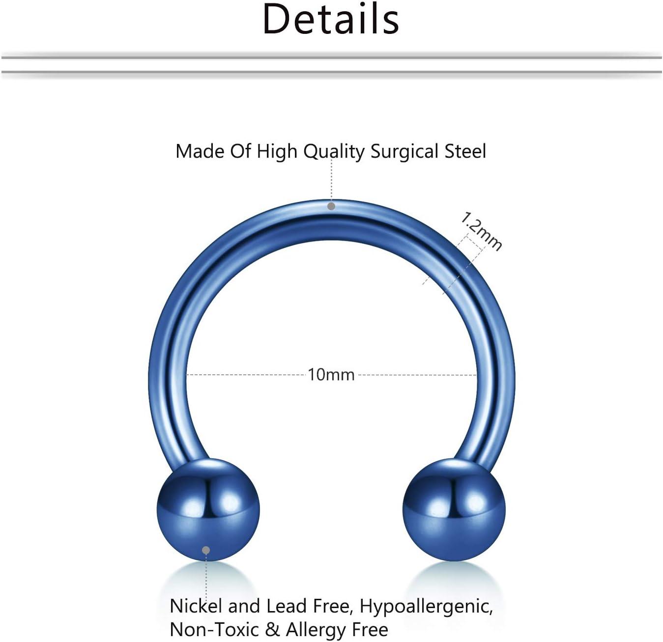 imageMayhoop 16G Horseshoe Nose Septum Rings 316L Stainless Steel Piercing Jewelry Cartilage Helix Tragus Earring Hoop Lip Horseshoe Piercing Retainer For Women Men 6mm 8mm 10mm5118PcsBlueSilverClear10mm38