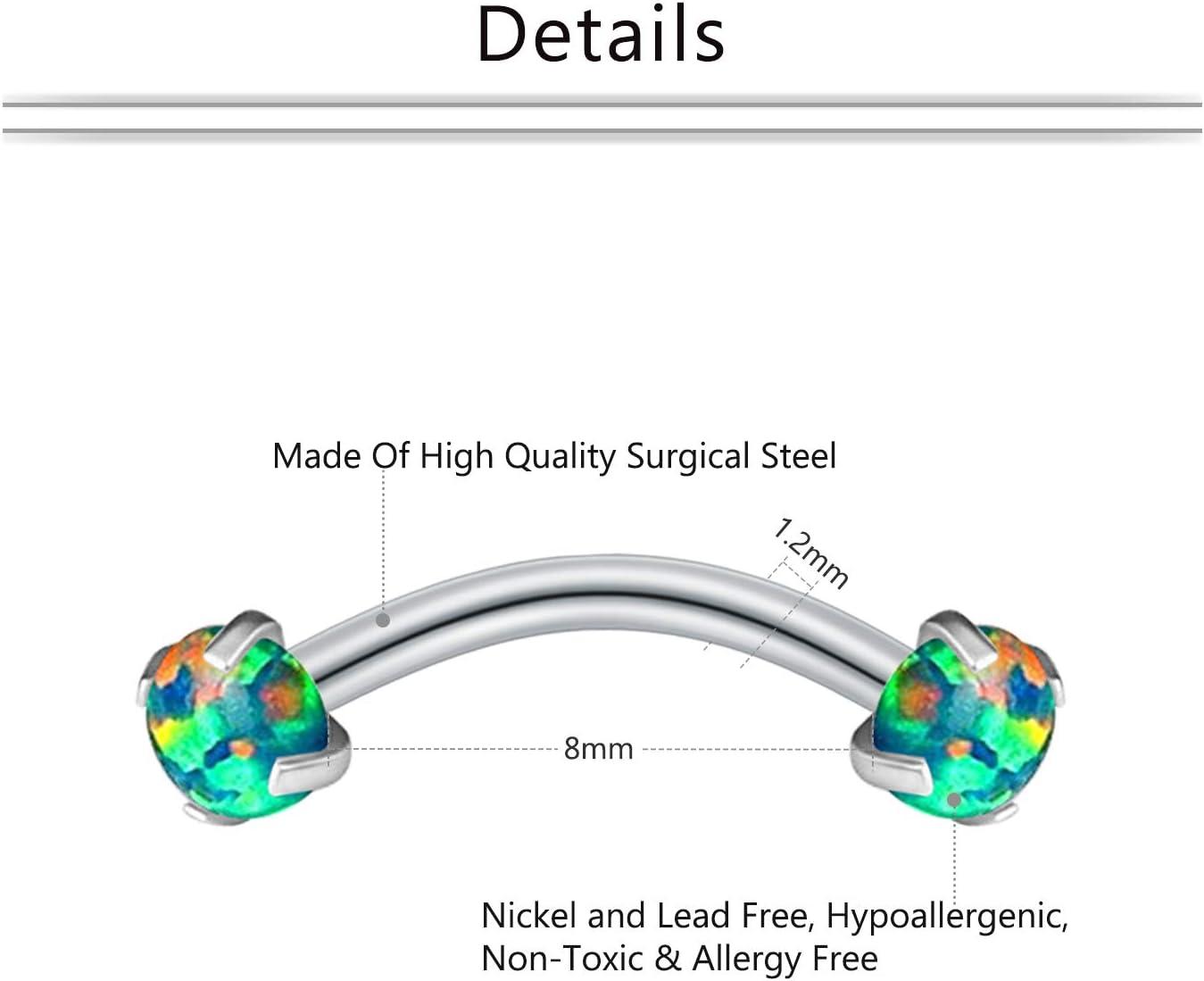 imageMayhoop 16G Rook Earrings Piercing Jewelry Daith Snug Eyebrow Rings Piercing Stainless Steel Curved Barbell Anti Tragus Forward Helix Piercings for Women Men1Green A