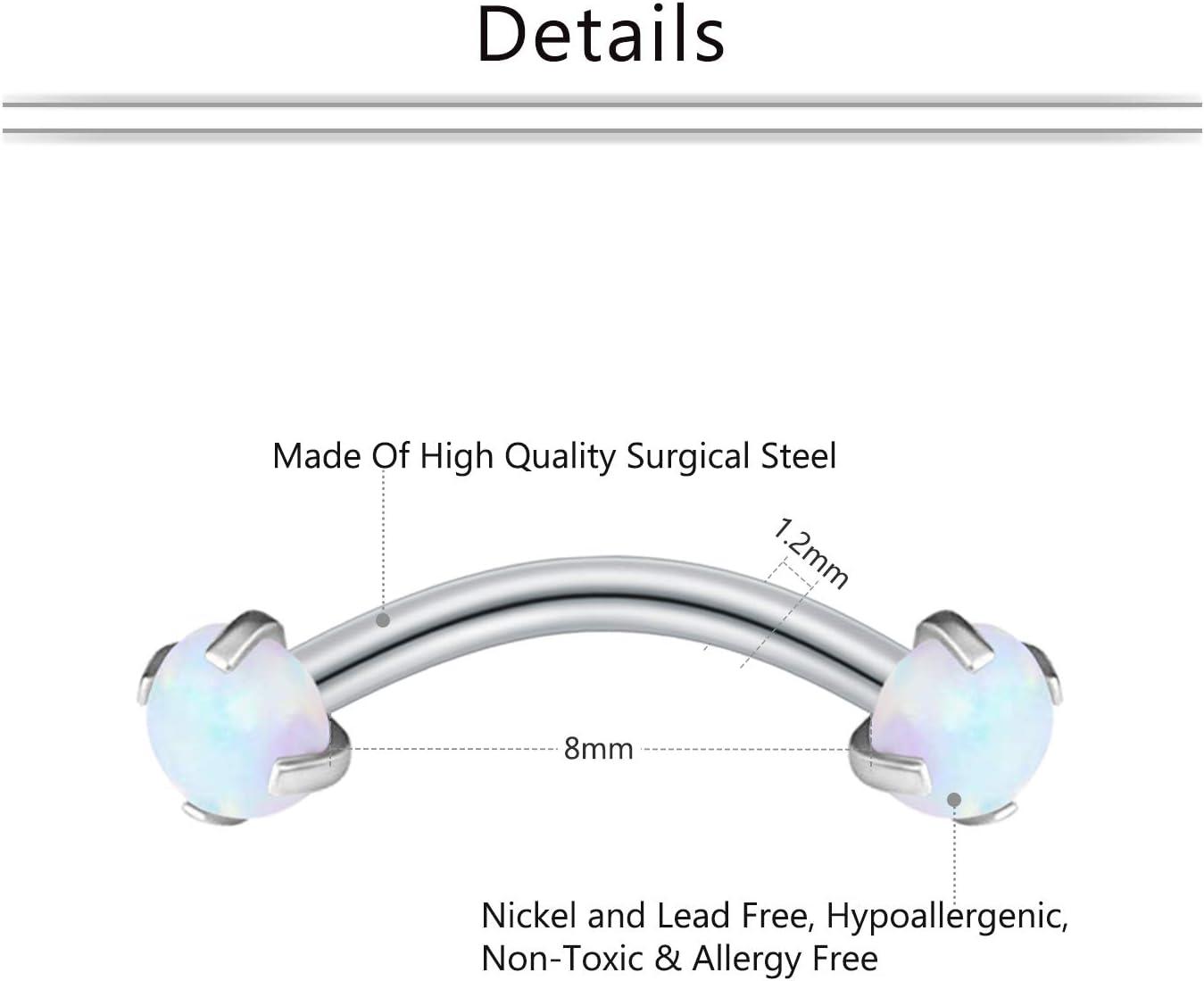 imageMayhoop 16G Rook Earrings Piercing Jewelry Daith Snug Eyebrow Rings Piercing Stainless Steel Curved Barbell Anti Tragus Forward Helix Piercings for Women Men3Silver