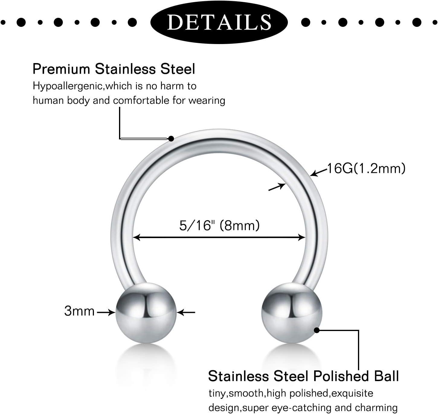 imageMayhoop 16g Cartilage Earrings Men Women Surgical Stainless Steel Tragus Piercing Jewelry Stud Hoop Forward Helix Rook Daith Conch EarringsSilver