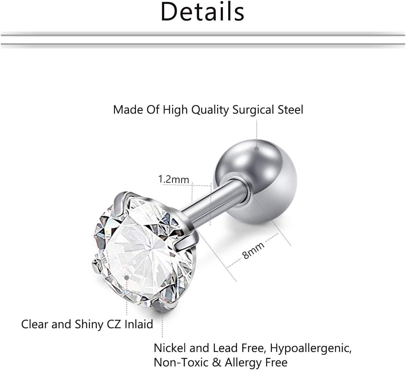 imageMayhoop 16g Cartilage Earrings Men Women Surgical Stainless Steel Tragus Piercing Jewelry Stud Hoop Forward Helix Rook Daith Conch EarringsWhite