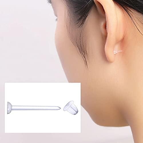 imageMayhoop 38pcs Clear Piercing Retainers for Surgery Bioflex Nose Rings Belly Rings Septum Eyebrow Lip Cartilage Tragus Earring Retainer Industrial Bar Plastic Piercing Jewelry for Work38PcsMix