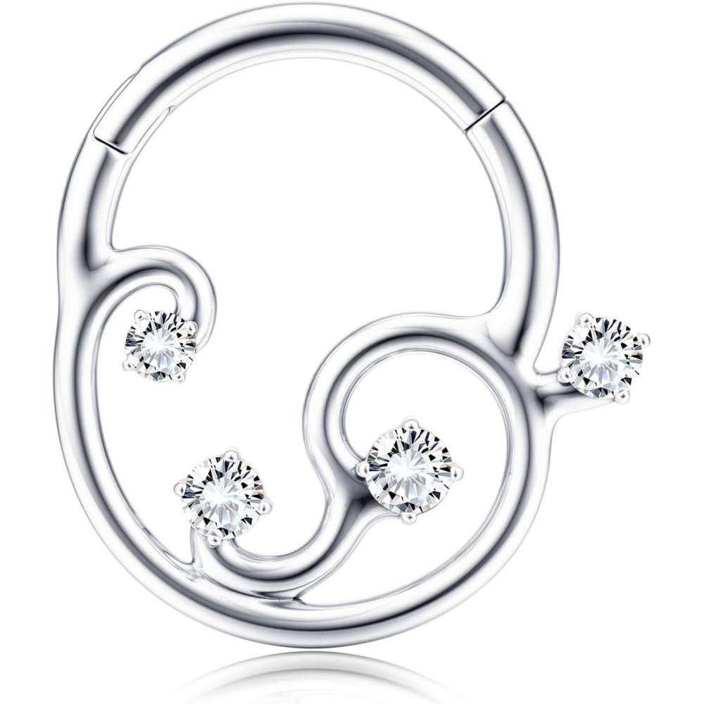 imageBodyBonita 16G Septum Rings Clicker 316L Stainless Steel Septum Nose Rings for Women Daith Earrings for Women Septum Jewelry Conch Daith Piercing Jewelry 14k Gold PlatedSilver 8mm 10mmGalactic QuartetGoldSilver