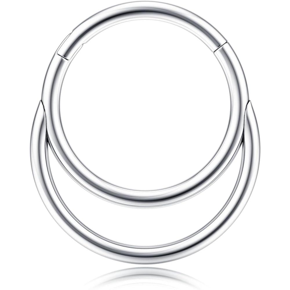 imageBodyBonita 16G Septum Rings Clicker 316L Stainless Steel Septum Nose Rings for Women Daith Earrings for Women Septum Jewelry Conch Daith Piercing Jewelry 14k Gold PlatedSilver 8mm 10mmCrescent LayeredGoldSilver18G