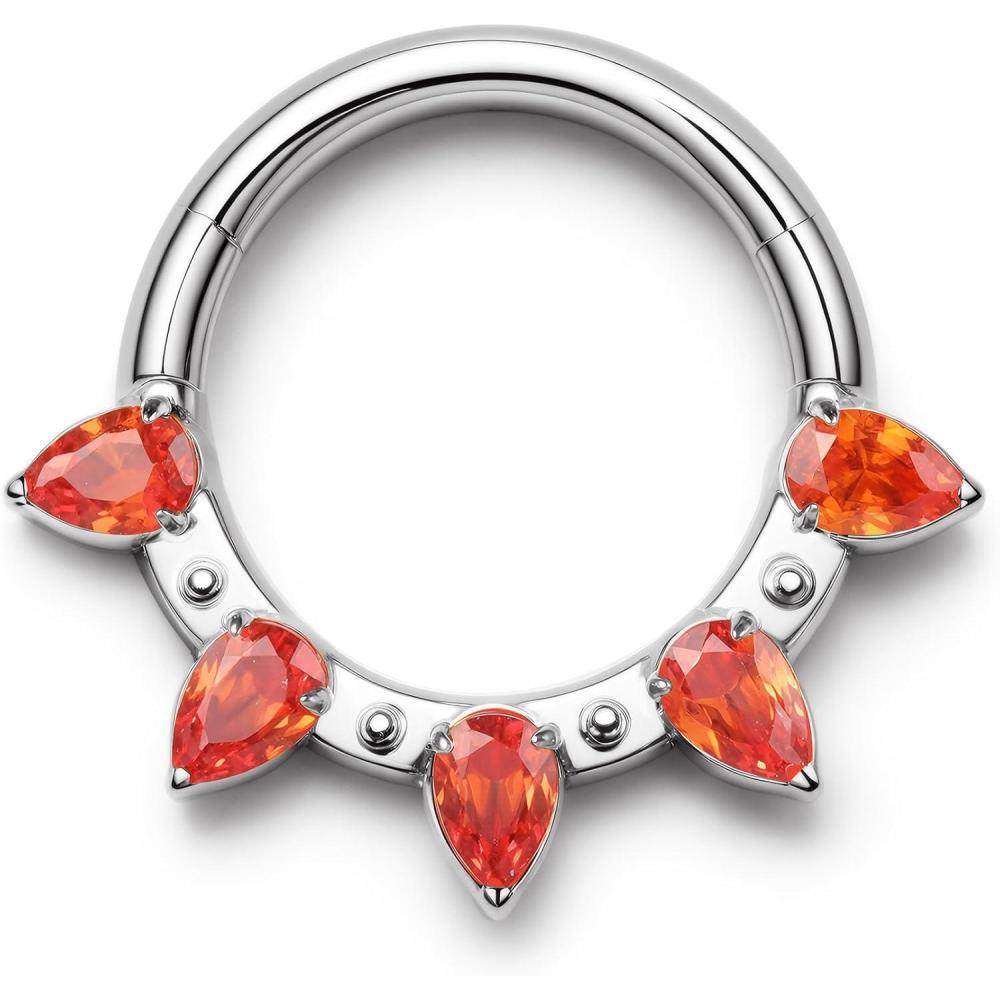 imageBodyBonita 16G Septum Rings PinkRedGreenClear CZ G23 Titanium Nose Ring Hoops Septum Jewelry Clicker Conch Helix Tragus Rook Daith Piercings for Women Men SilverGold 810 mmRed CZSilver