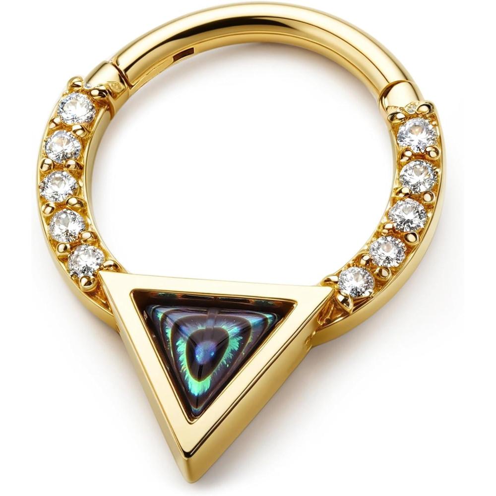 imageBodyBonita 16G Shell Septum Rings 316L Surgical Steel Nose Rings Hoops Clicker CZ Septum Jewelry Nose Piercings Helix Tragus Rook Daith Earrings for Women Men SilverGold 810mmGold