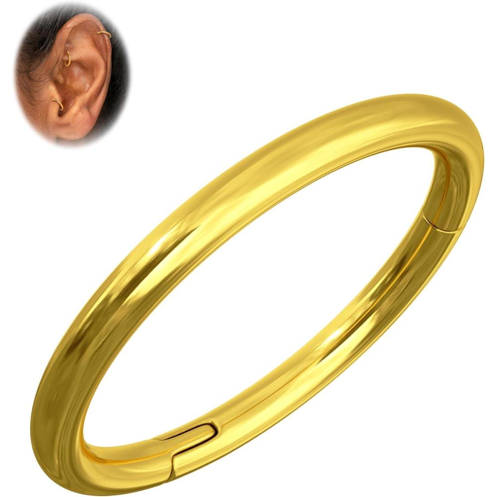 imageBodyBonita 1Pcs G23 Titanium Nose Rings Hoops for Women 201816G Septum Rings Nose Piercings Jewelry Lip Conch HelixGold