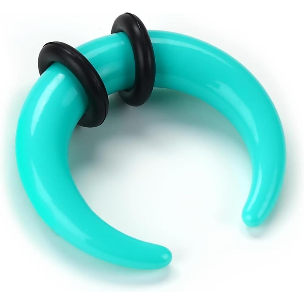 imageBodyBonita 1Pcs Septum Stretching Kit 4G 6G 10G 12G 14G Acrylic Stretched Septum Pincher Taper Rings C Shape Ear Gauge Nose Cartilage Piercing Jewelry for Women MenLight Blue