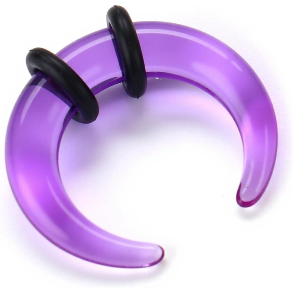 imageBodyBonita 1Pcs Septum Stretching Kit 4G 6G 10G 12G 14G Acrylic Stretched Septum Pincher Taper Rings C Shape Ear Gauge Nose Cartilage Piercing Jewelry for Women MenPurple