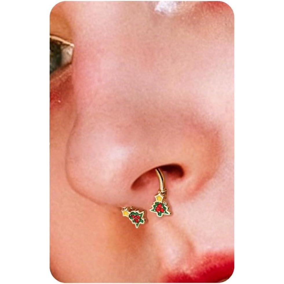 imageBodyBonita 316L Surgical Steel Horseshoe Christmas Septum Jewelry 16G Nose Rings Piercings Septum rings Daith Piercing Jewelry Helix Tragus Cartilage Earring for Women Men Gold PlatedSilver 81012mmGold Christmas Tree 16G12mm12mm