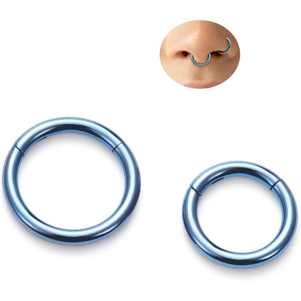 imageBodyBonita Anodized G23 Titanium Nose Rings Hoops for Women 141618G Septum Jewelry Conch Helix Daith Tragus Cartilage Earrings Lip Belly Buttom Piercing 81012mm 2PcsIce Blue HandAnodized