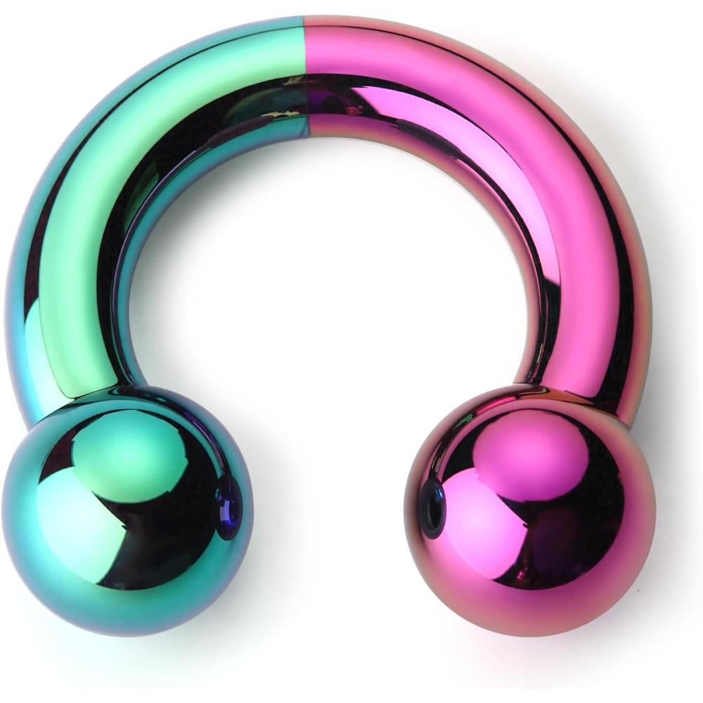 imageBodyBonita Anodized Septum Rings G23 Titanium Nose Ring Horseshoe Large PA Ring 6G 8G 12G Internally Threaded Circular Barbell Stretched Gauges for Ears CBR Body Piercing Jewelry for Women MenAnodized GreenPink