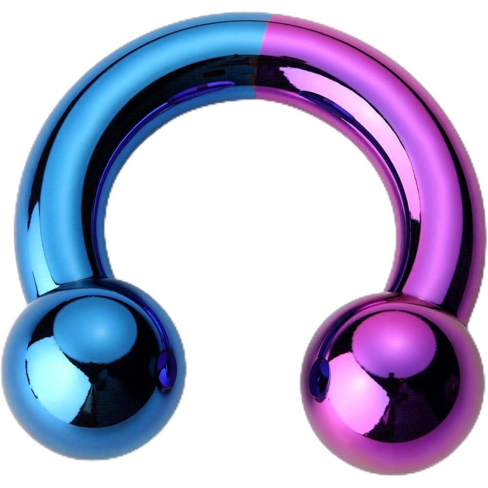 imageBodyBonita Anodized Septum Rings G23 Titanium Nose Ring Horseshoe Large PA Ring 6G 8G 12G Internally Threaded Circular Barbell Stretched Gauges for Ears CBR Body Piercing Jewelry for Women MenAnodized PurpleBlue
