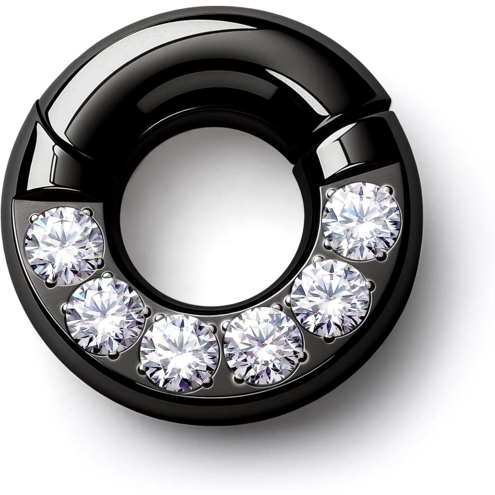 imageBodyBonita G23 Titanium 0G 2G 4G 6G 8G 10G 12G 14G CZ Septum Rings PA Nose Hoops Clicker Ear Weights for Stretched Ear Piercing Jewelry 10mm 12mm SilverGoldBlackBlack